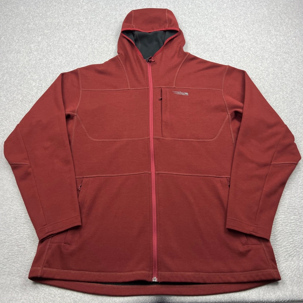 Sitka Gear Camp Hoody Mens XL Red Full Zip Wool Fleece Outdoor Jacket 80014